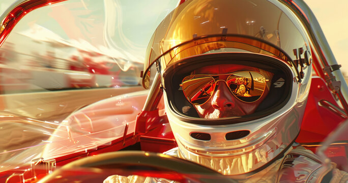 photograph of a racing driver in the car