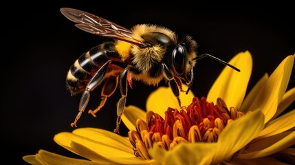 Fototapeta premium pollinati bumble bee on flower