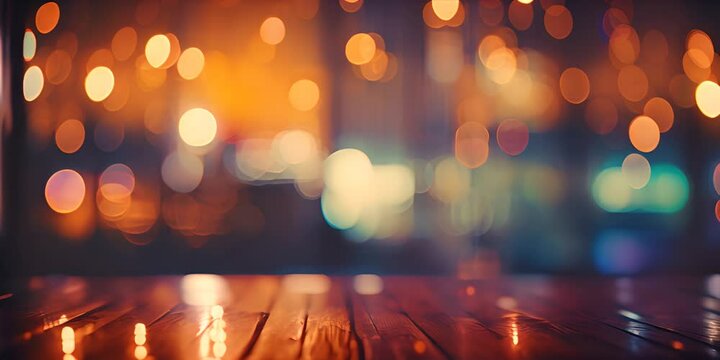 abstract background with bokeh defocused lights and shadow from cityscape at night, vintage or retro color tone 4K Video