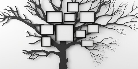 Abstract Family Tree Template, White Background With Room For Customization