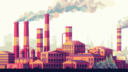 Flat Vector factory buildings illustration