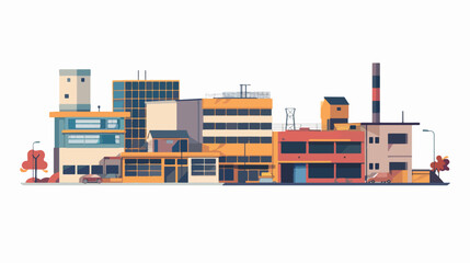 Flat Vector factory buildings illustration