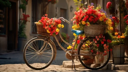Schilderijen op glas cycle bike flowers © PikePicture
