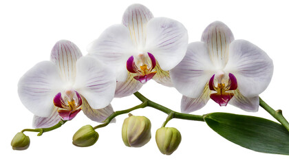 Fototapeta na wymiar Blooming White tropical orchids bunch