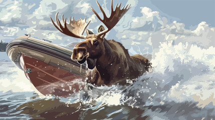 Startled bull moose illustration vector