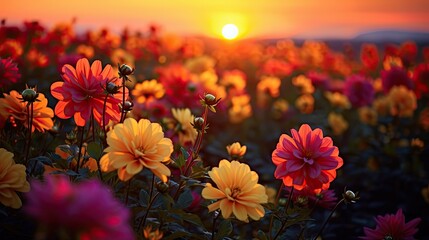 nature sunset flowers