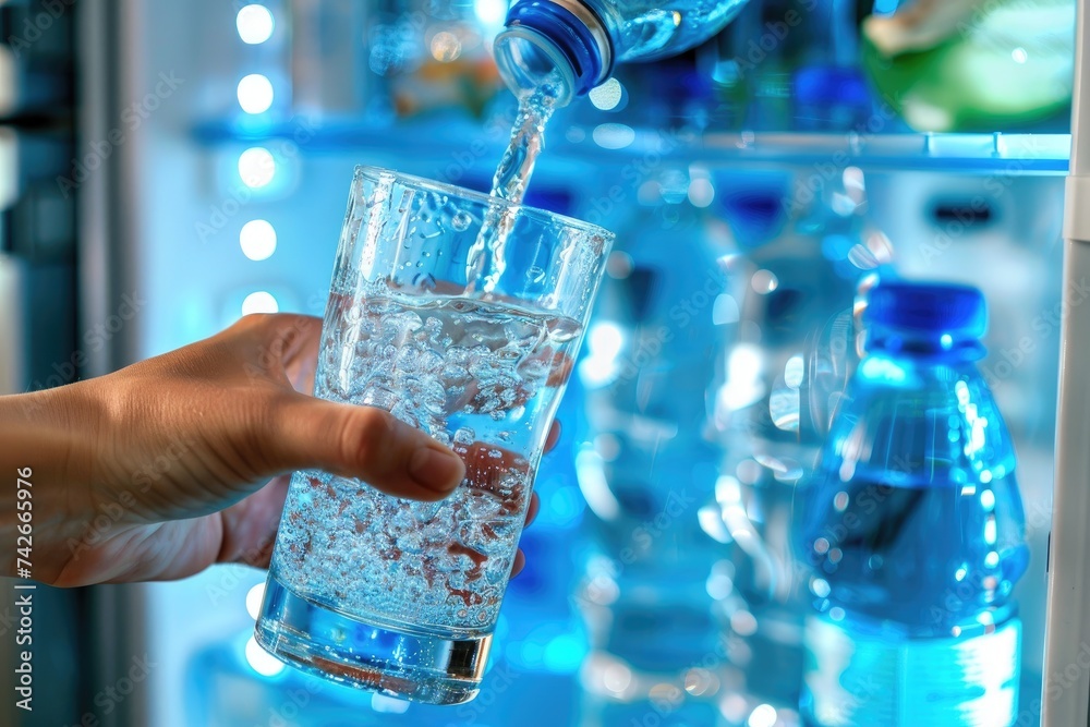 Sticker pouring water into glass