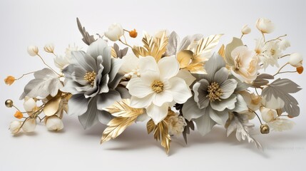 metallic gold and gray flowers