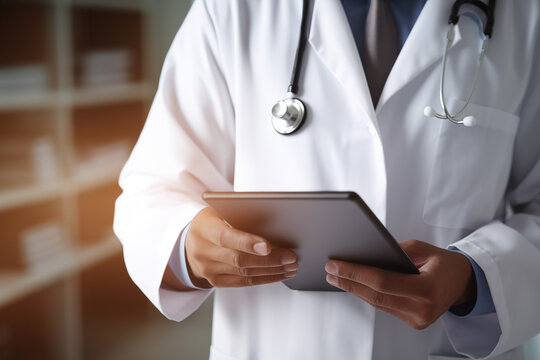a doctor using a phone to talk and communicate with a patient through a medical application