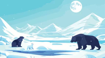 Schilderijen op glas Winter North pole Arctic illustration vector © Vector