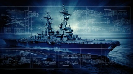 vessel navy ship blueprint - obrazy, fototapety, plakaty