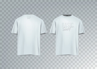 Men's white short sleeve t-shirt mockup. Front view. Vector template.