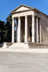 Roman Temple of Augustus located on Forum Square, Pula, Croatia, Istria