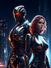 Naklejka premium Android female cyborg