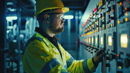 Maintenance engineers inspect relay protection system.