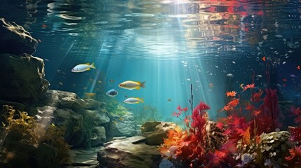 aquatic underwater lake - obrazy, fototapety, plakaty