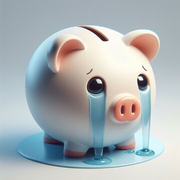 Porquinho triste chorando                        cofre, cofrinho, cofre de porquinho, porquinho, dinheiro, dinheiro extra, renda extra, investimento, economia, riqueza, economizar, finan&ccedil;as