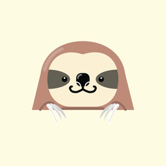 Cute Cartoon Sloth. Wild Animal. Illustration for nursery design, poster, greeting, birthday card, baby shower design and party.