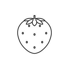 Garden strawberry fruit or strawberries line icon for food apps and websites. Vector illustration in outline style.