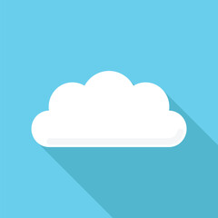 Cloud icon isolated on blue background. White cloudy. Vector illustration.
