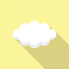 Cloud icon isolated on yellow background. White cloudy. Vector illustration.