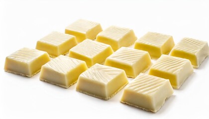white chocolate set isolated on white background rectangular pieces