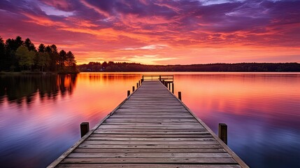 reflection lake dock sunset
