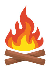 Campfire. Vector color illustration isolated on white background.