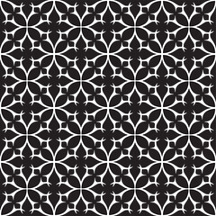 White on Black thorn geometric round seamless repeat pattern background