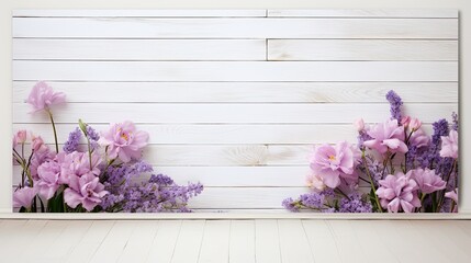 Fototapeta na wymiar farmhouse white wood with flowers
