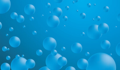 3D bubbles are floating on a blue background like a bubble rising to the surface of the water. Abstract background, 