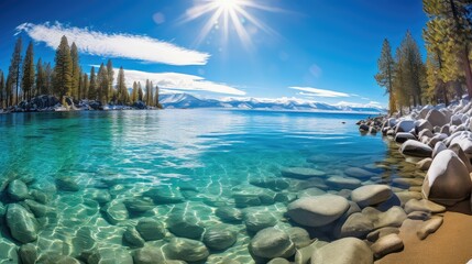 outdoors california lake tahoe - obrazy, fototapety, plakaty