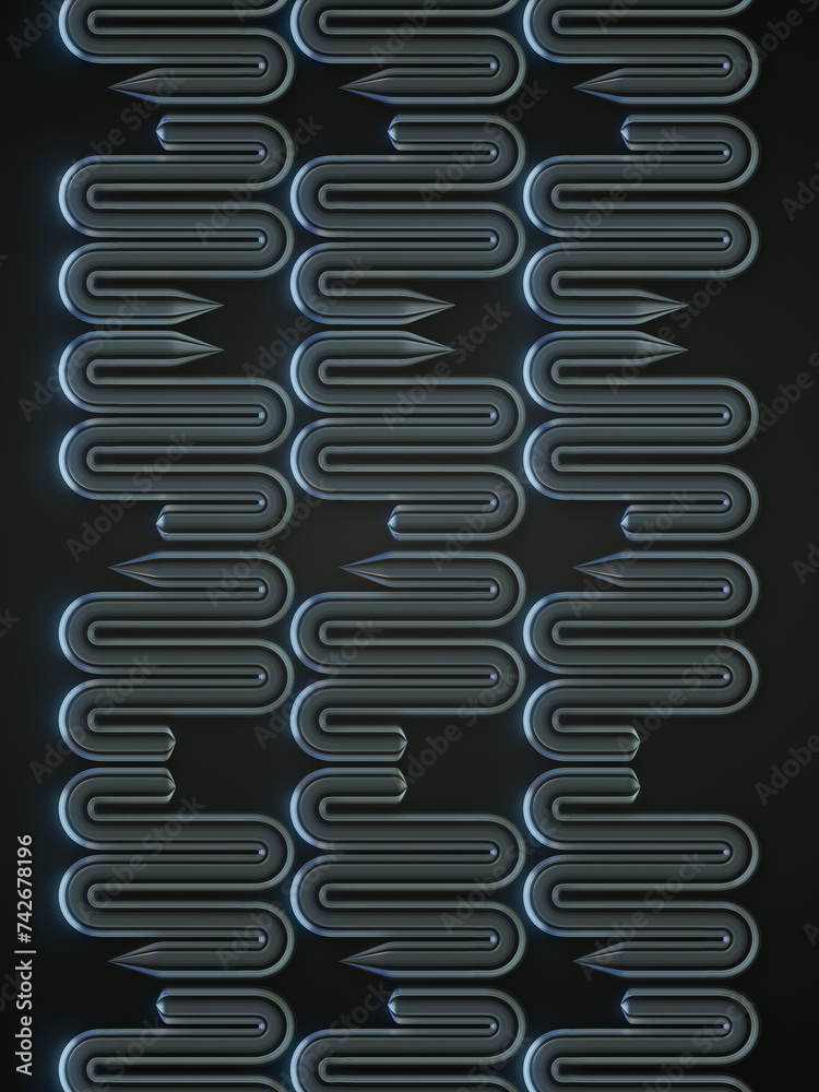 Aufkleber digital illustration of a dark glossy pattern consisting of a series of interconnected wavy lines. 3