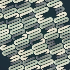 Wavy, snake-like modern pattern. Contemporary style. 3d rendering digital illustration