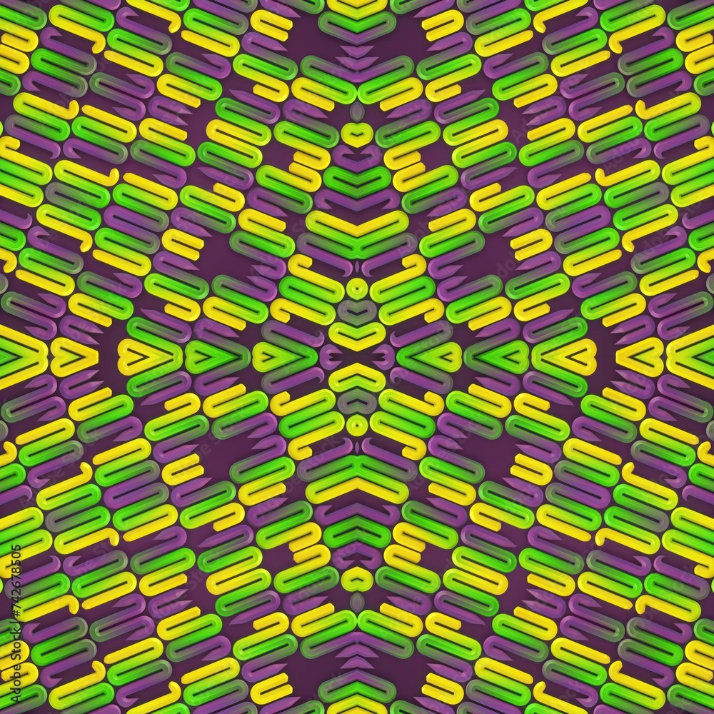 Fototapete 3d rendering digital illustration with a repeating snake-like pattern of a series of interconnected figures