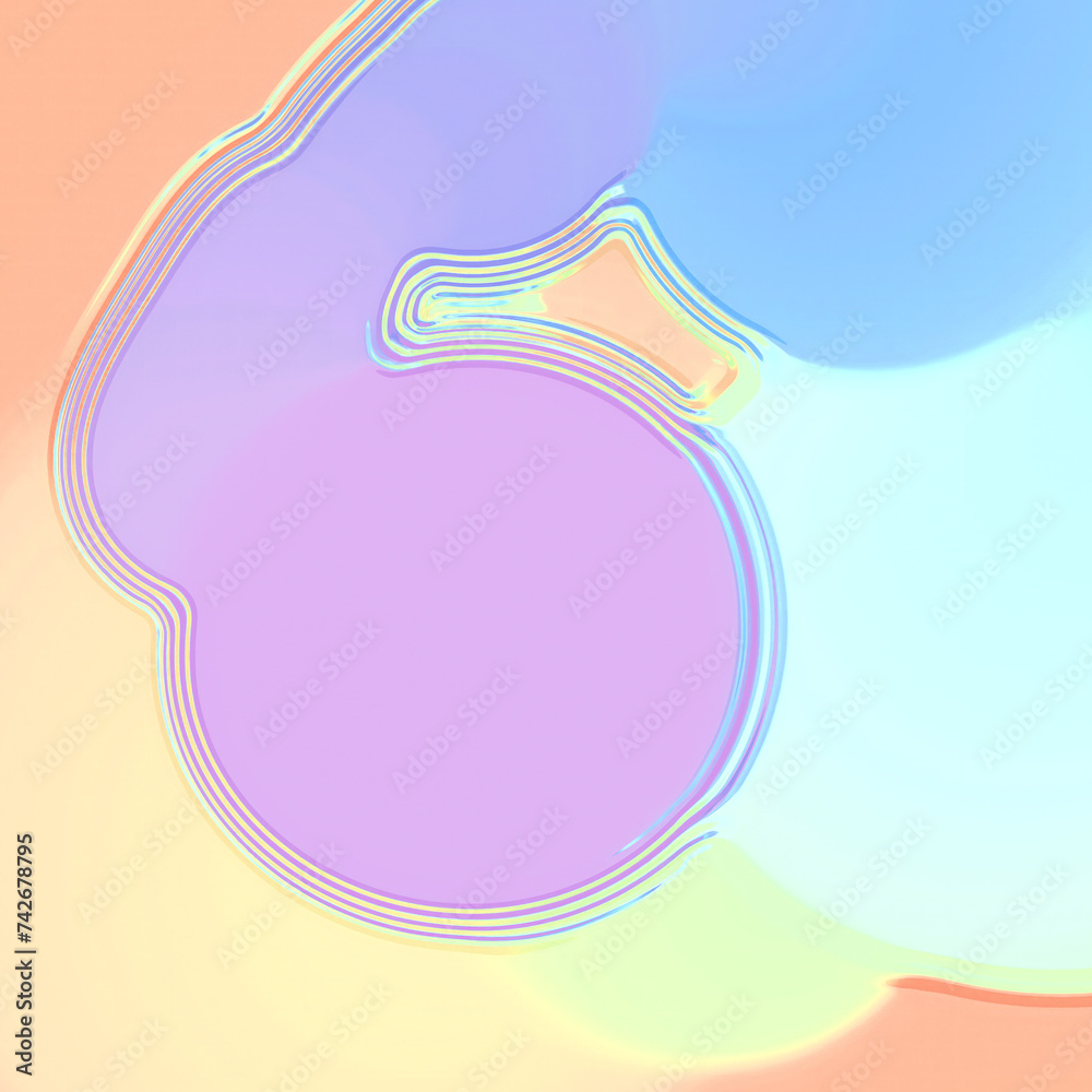 Poster 3d rendering digital illustration in surrealistic style with bright multicolored organic shapes