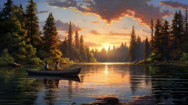 nture couple on a lake