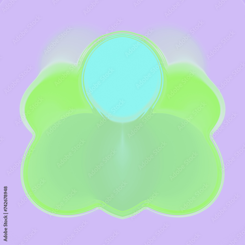 Poster digital illustration consisting of symmetrical organic shapes and wavy lines on a purple background.