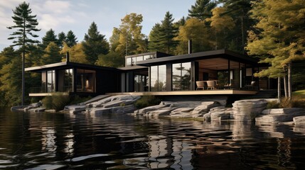 Fototapeta na wymiar design modern lake house