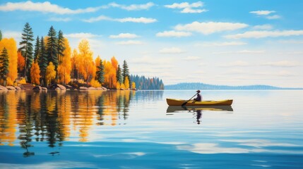 paddle kayak on lake - obrazy, fototapety, plakaty