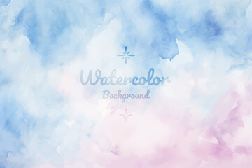 Naklejka na ściany i meble Pastel Blue and Soft Pink Watercolor Background