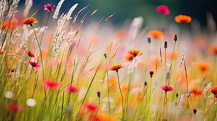 garden grass with flowers