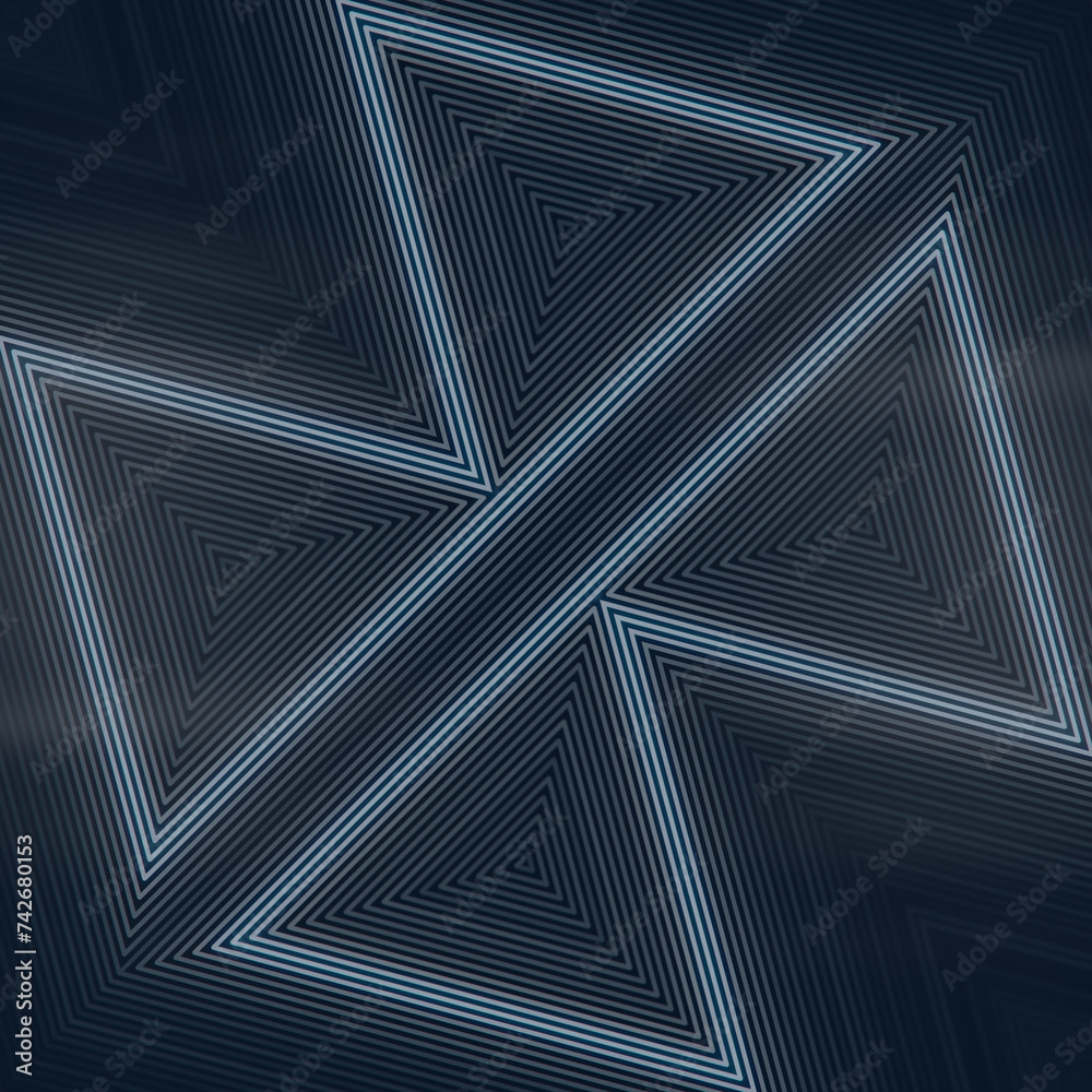 Fototapete 3d rendering digital illustration with geometric light pattern of a series of triangles and lines with light waves