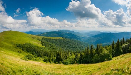 Fototapeta na wymiar a gorgeous landscape of wooded slopes and distant mountain ranges carpathian mountains ukraine europe