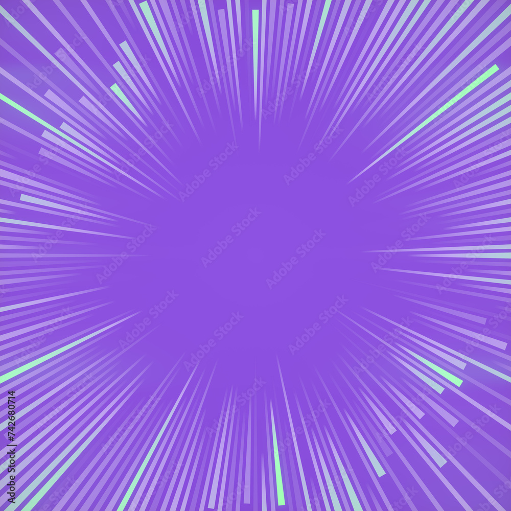 Poster Bright and colorful design with purple background and circular line patterns. 3d rendering digital illustration