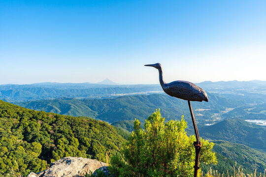 鶴の展望台から見る開聞岳の風景（南さつま市）