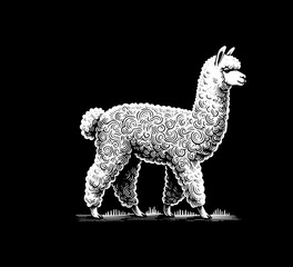 alpaca hand drawn illustration vector graphic