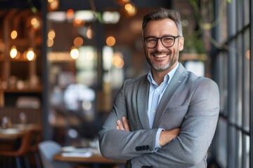 Fototapeta premium Photograph of a business owner relieved by cyber insurance coverage in case of data breaches