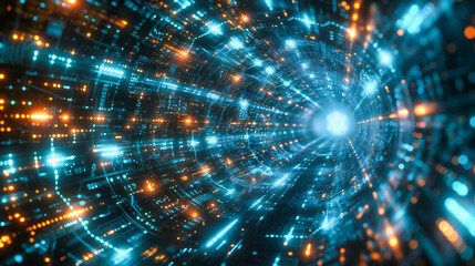 Obraz premium Futuristic science and technology abstract background, with glowing lines and digital cyber concept