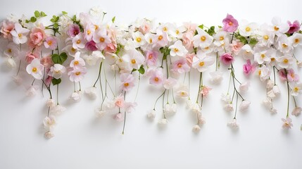 summer hanging flowers on white - obrazy, fototapety, plakaty